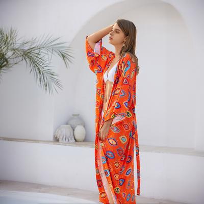 New Burqa Vacation Beach Skirt Fashionable Printed Lace-up Long Sun Protection Suit