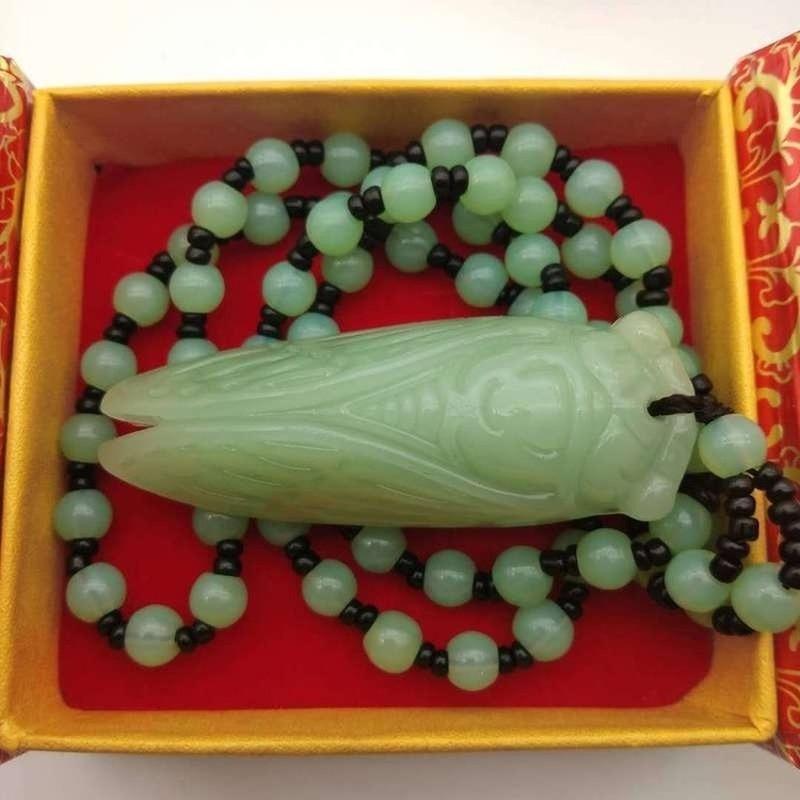 1 Pcs Cicada Shape Imitation Jade Pendant Necklace Stone Buddha For Women Men New