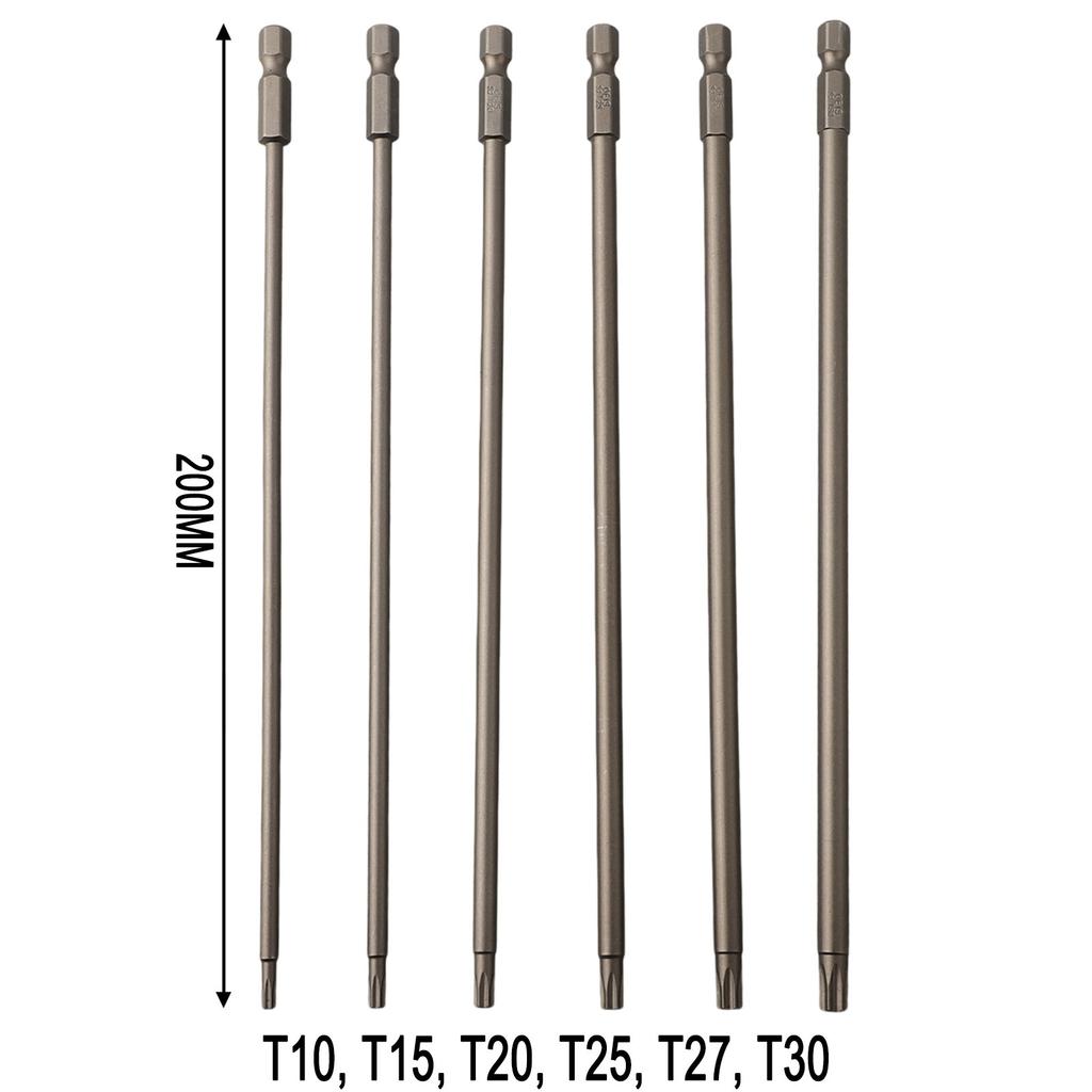 T10 Alloy Steel Screwdriver Bit T15 T20 1/6pc 200mm