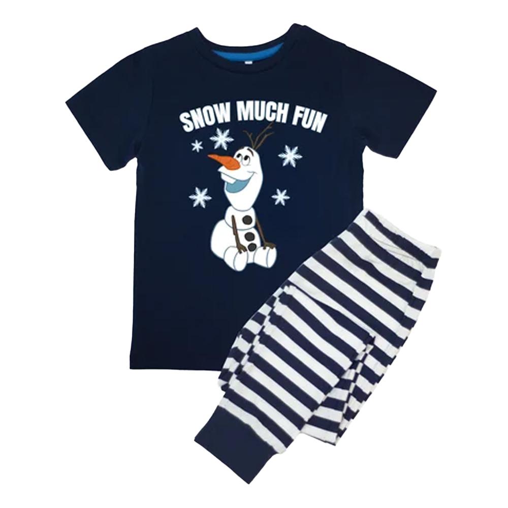 Frozen Boys Snow Much Fun Olaf Stripe Short-Sleeved Long Pyjama Set