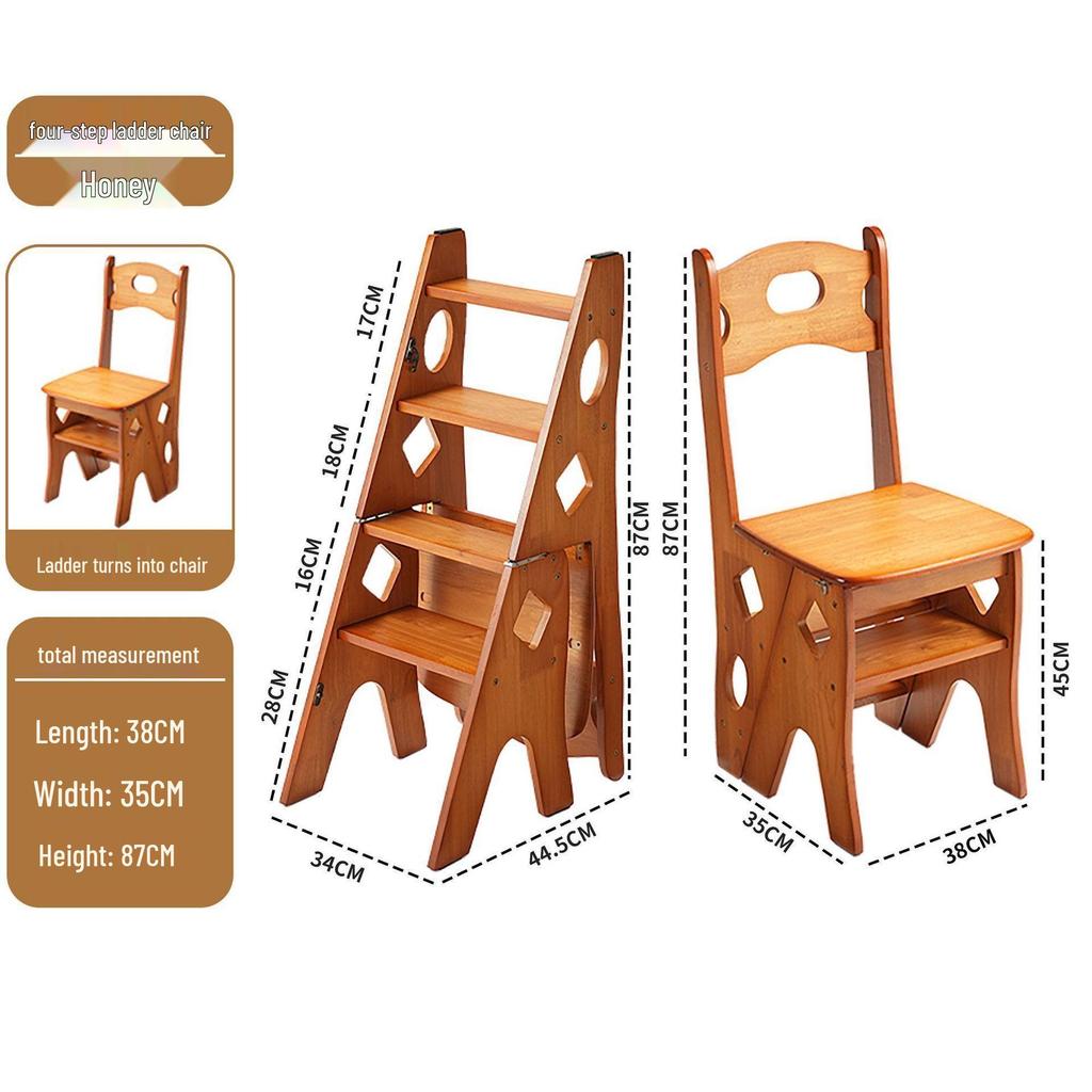 Folding Solid Wood Ladder Chair for Home and Elderly Use
