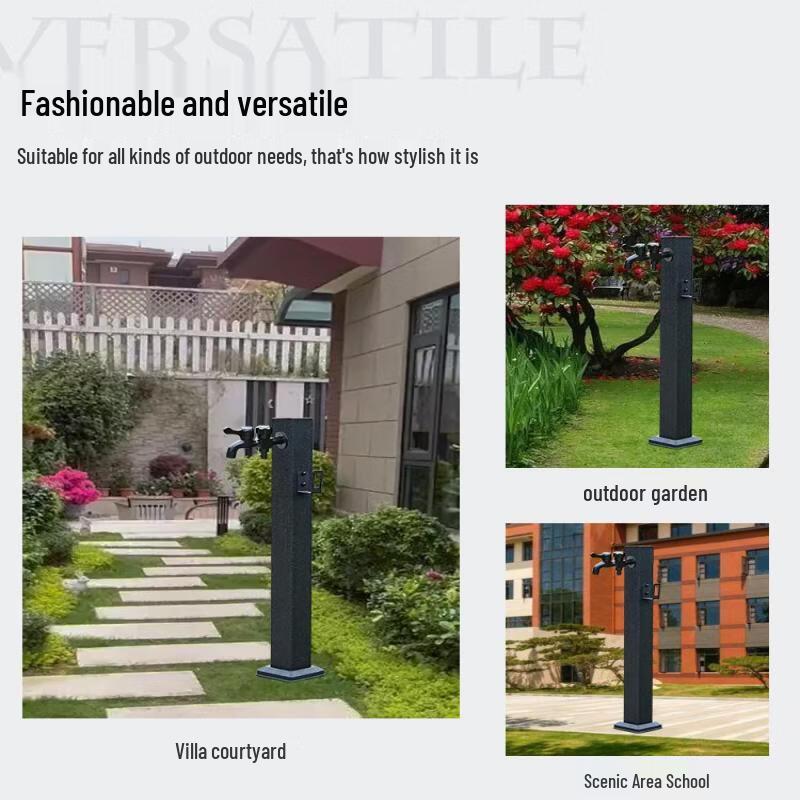 Black Stainless Steel Outdoor Pillar Faucet