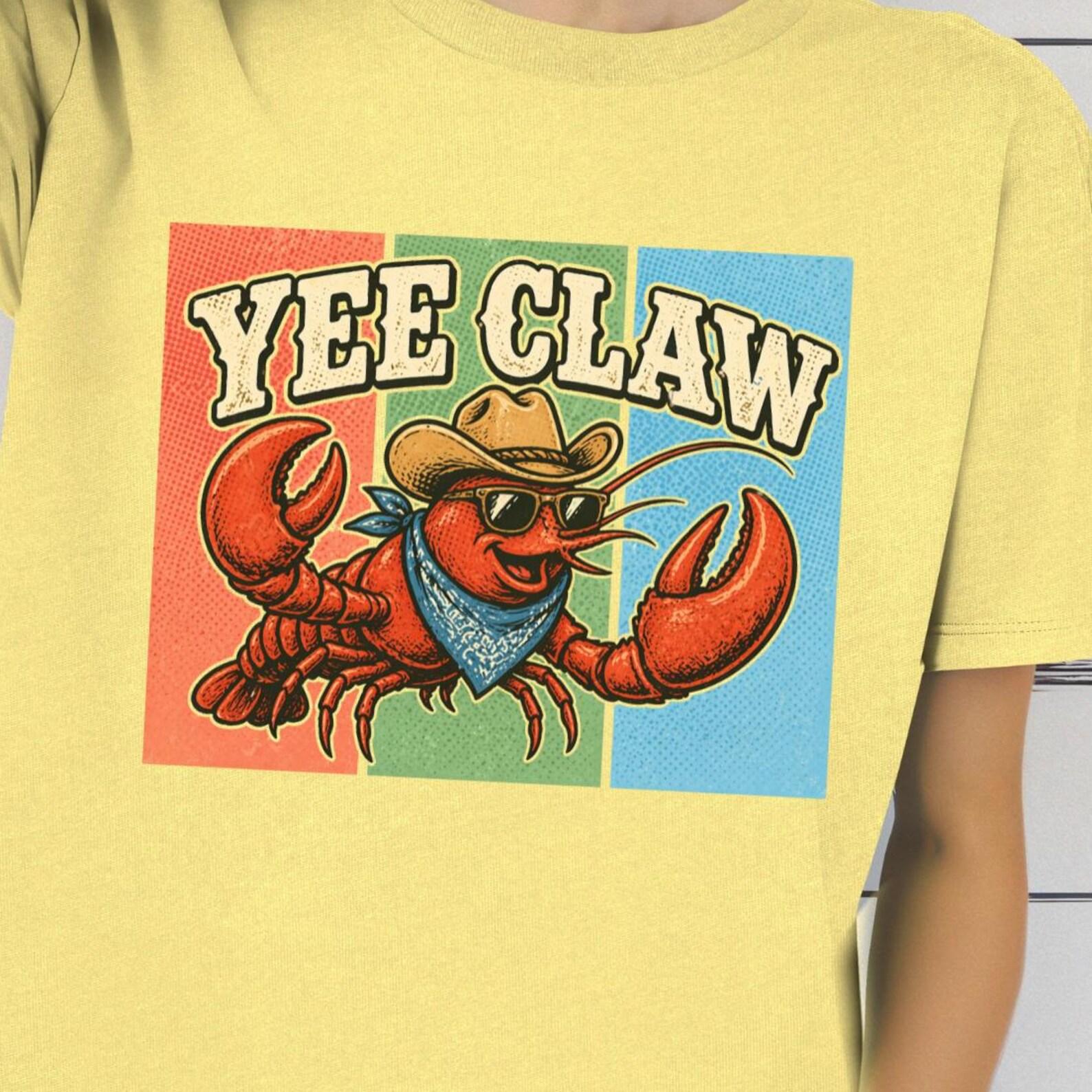Yee Claw Lobster Shirt, Funny Cowboy Lobster Tee, Western Summer Graphic T shirt, Coastal Humor Tee, Beach Vacation Shirt L