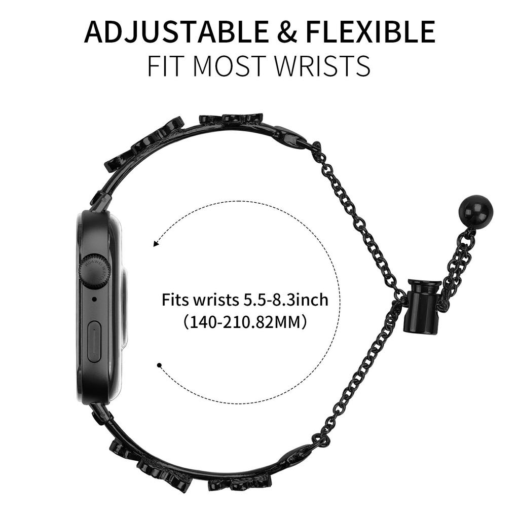 For Huawei Watch Fit 3 Watchband Heart Clover Decor Zinc Alloy Metal Strap