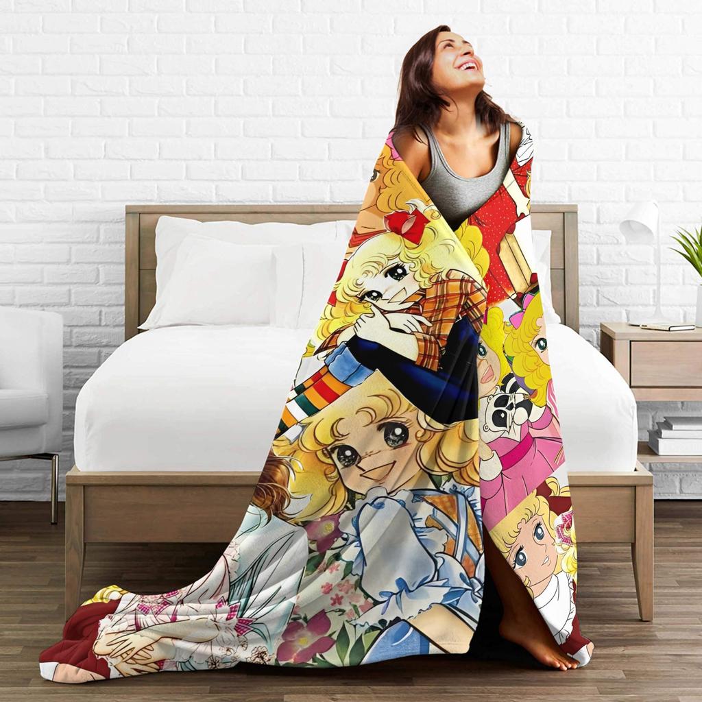 Candy Candy And Terry Anime Blanket  Warm Soft Funny Plush Bedding Throws For Couch Bed Travel Flannel Bedspread Bed Cover