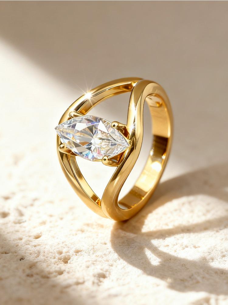 925 Sterling Silver Fashion Hollow Zircon Marquise Ring For Women Anniversary Engagement Wedding Luxury High Quality Jewelry