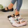 Damen Satin Mary Jane Ballerinas Runde Spitze Schleife Flacher Mund Schuhe Große Größen Bequeme Damen Ballerinas