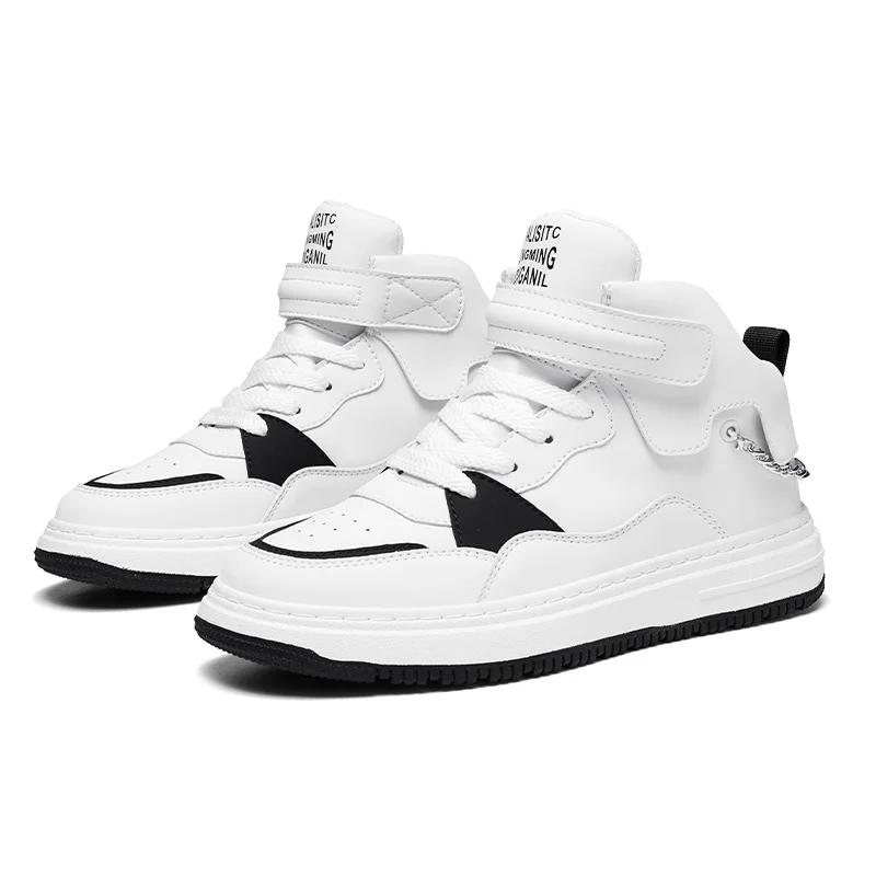 2024 New Men's Thick Sole Mid Top Sports Shoes Personalized Lace Up Board Shoes Fashion Casual Breathable Running Shoes