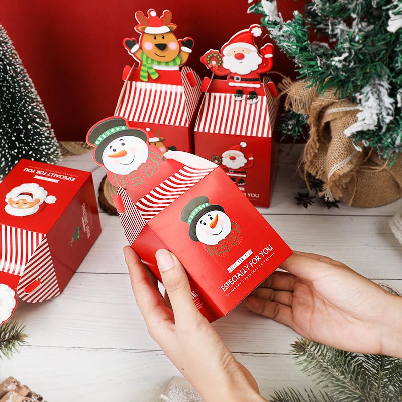 4pcs Christmas Candy Gift Box Chocolate Cookie Apple Packaging Box Santa Claus Bags Christmas Decorations for Home New Year 2025