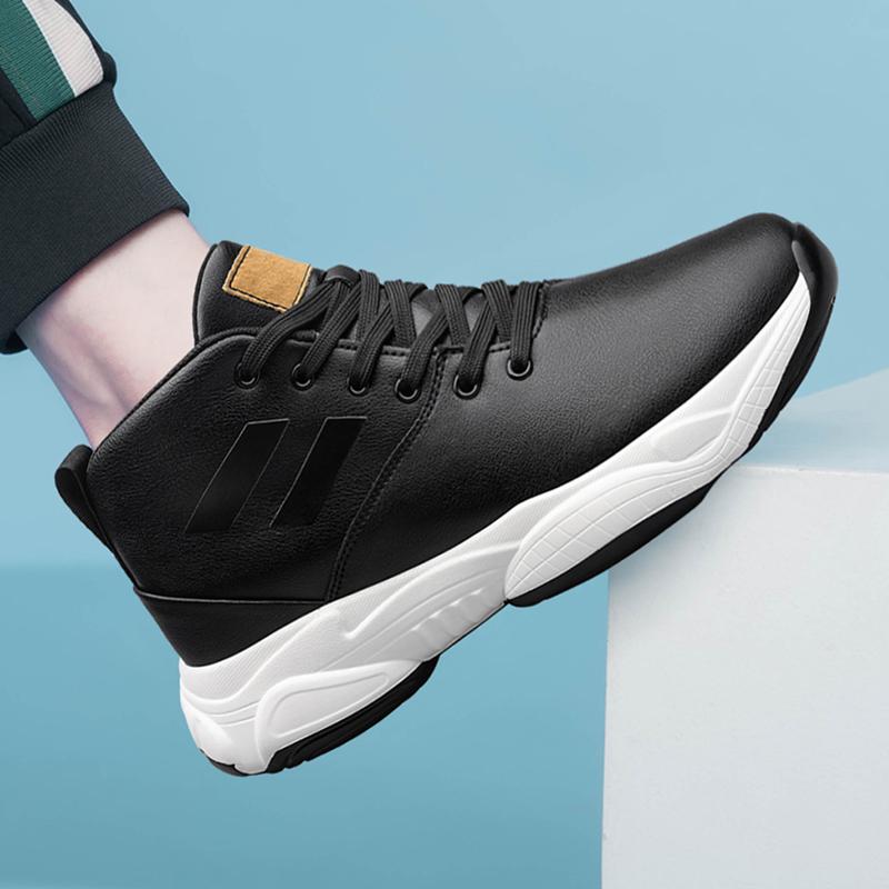 Fashion High Top Men's Genuine Leather Sneakers Comfortable Outdoor Casual Sports Shoes Non-Slip Male Trainers Outdoor Treking Footwear