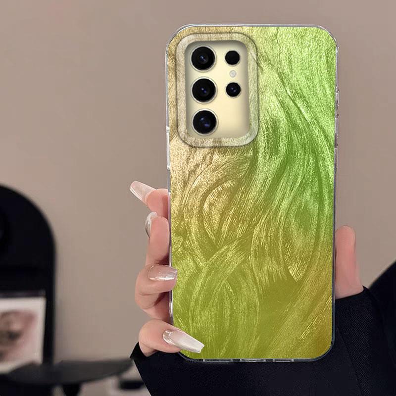 

Чехол для Samsung Galaxy A56 S24 S25 Plus Ultra A15 A25 A55 A35 A16 A26 A36 5G Чехол для телефона Улучшенный градиентный зеленый желтый бампер Samsung A16 белый