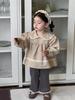 Set Autunnale da Ragazza Top Babydoll in Pizzo e Pantaloni - Stile Coreano