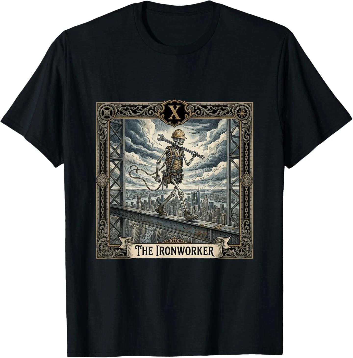The Ironworker Tarot Card Skeleton Hard Hat Steel Beam T-Shirt S