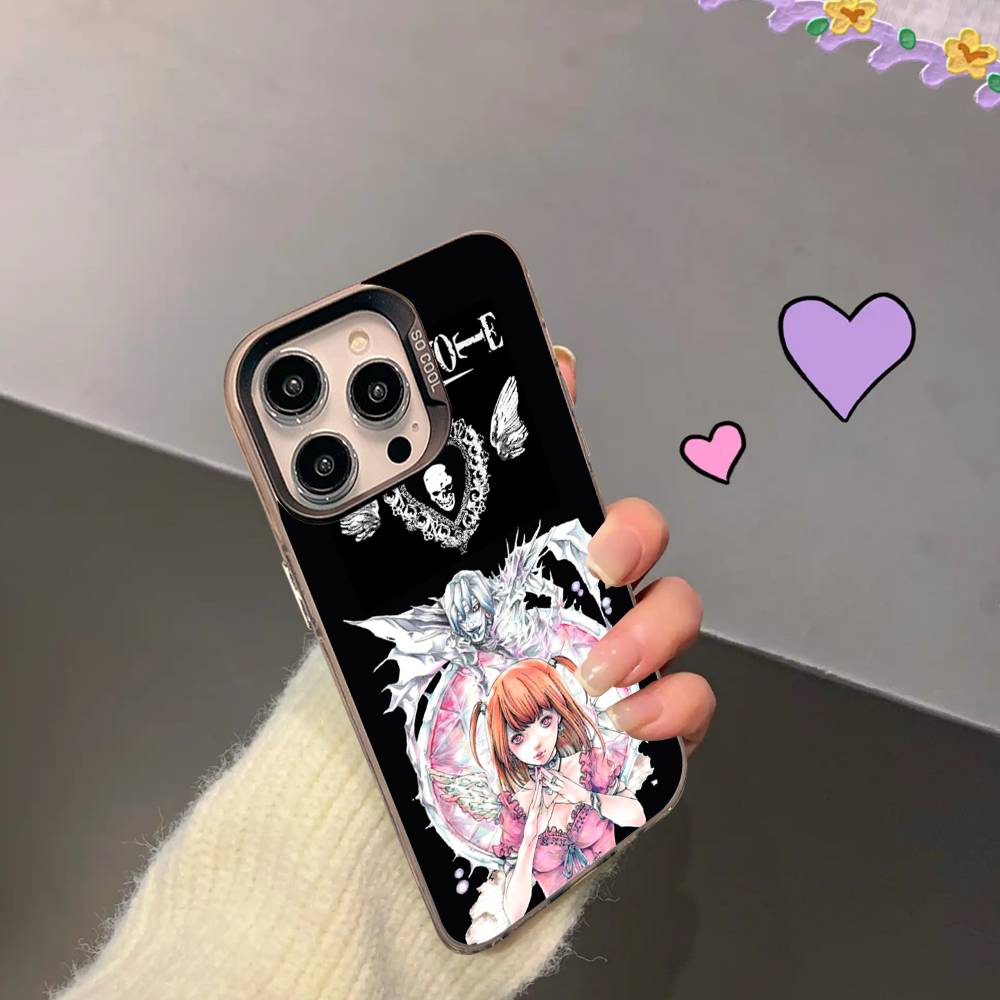 Misa anime D-Death N-Note Silver Plated Inside Phone Case For iPhone 17 16 15 14 11 12 13 Pro Max Plus X XR XS Max Colored