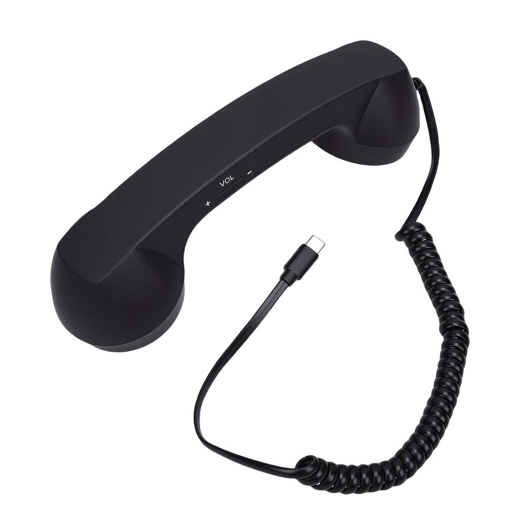 Retro Phone Handset Type C Wired Telephone Handset Handheld Receiver with Mic and Speaker for Conference Call