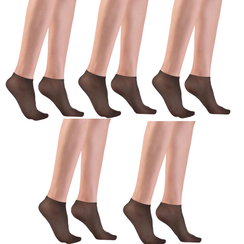 5 Pairs Soft Silky Stockings for Womens Sheer Ankle Socks With Elastic Cuffs Ultra Thin See Through Low Cut Boat Socks