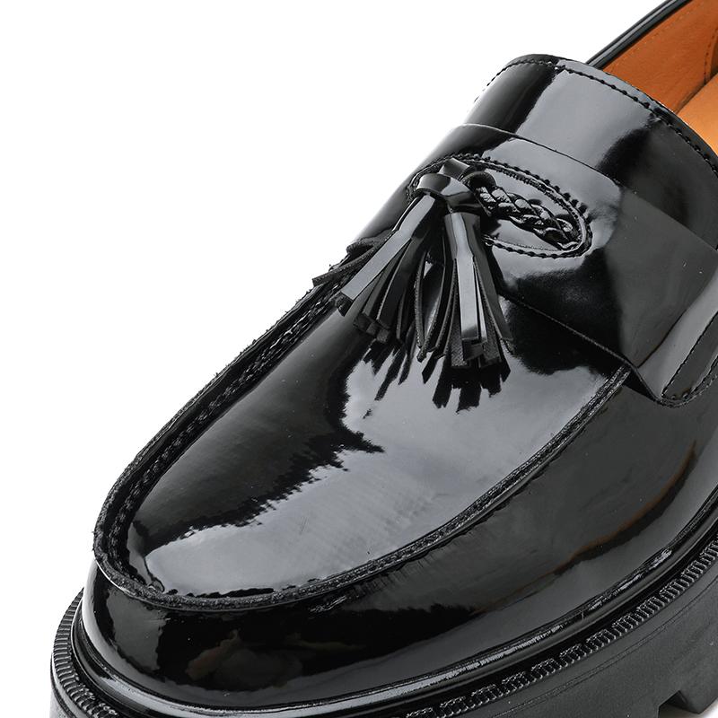 Fashion Brand Fashion British Style Men's Comfortable Thick Bottom Big Head Leather Shoes Spring New Men's Tassel Round Head Lefu Shoes