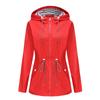 Women's Long Sleeve Hooded Jacket Drawstring Loose Fit Casual Windbreaker Raincoat Outerwear