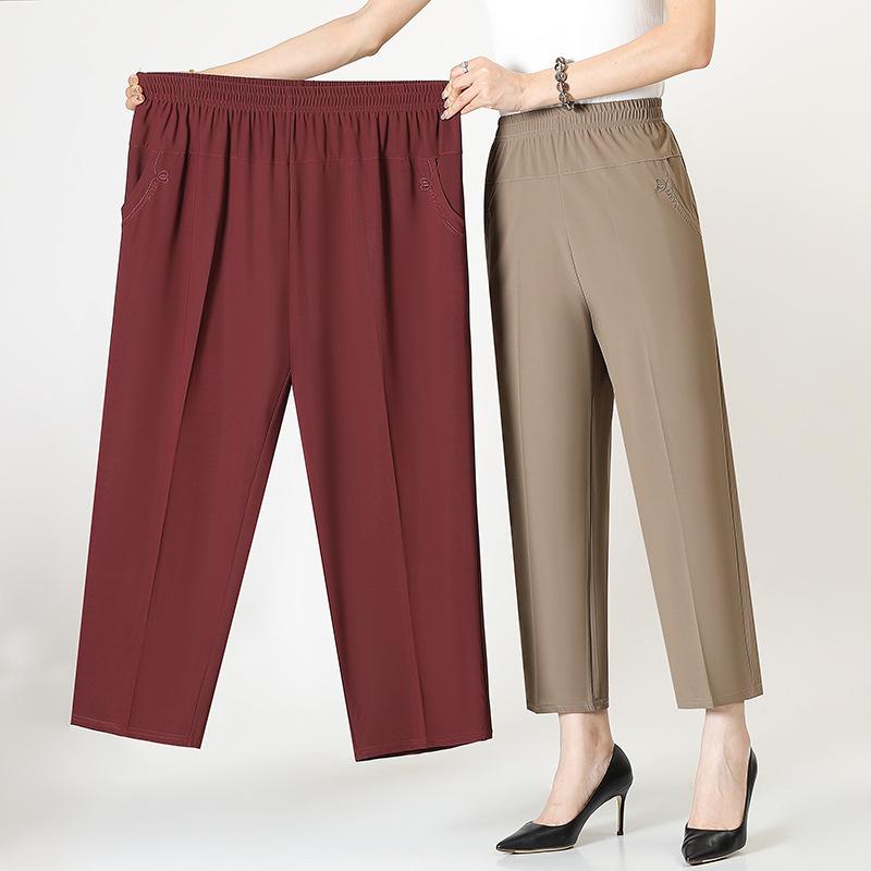 Mamas Sommerhosen Gerades Bein Lässig Locker Cropped Hosen Hosen für Frauen mittleren und höheren Alters