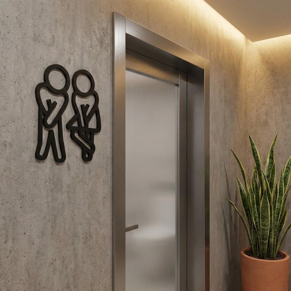 Creative 2D Flat WC Door Signs 12cm Funny Gender Signs Decorative Wooden Bathroom Indicator Plate Hotel
