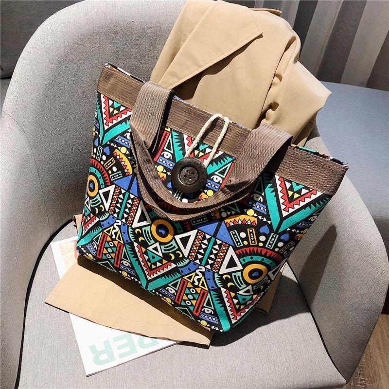 

Женская холщовая сумка-тоут в этническом стиле большой вместимости