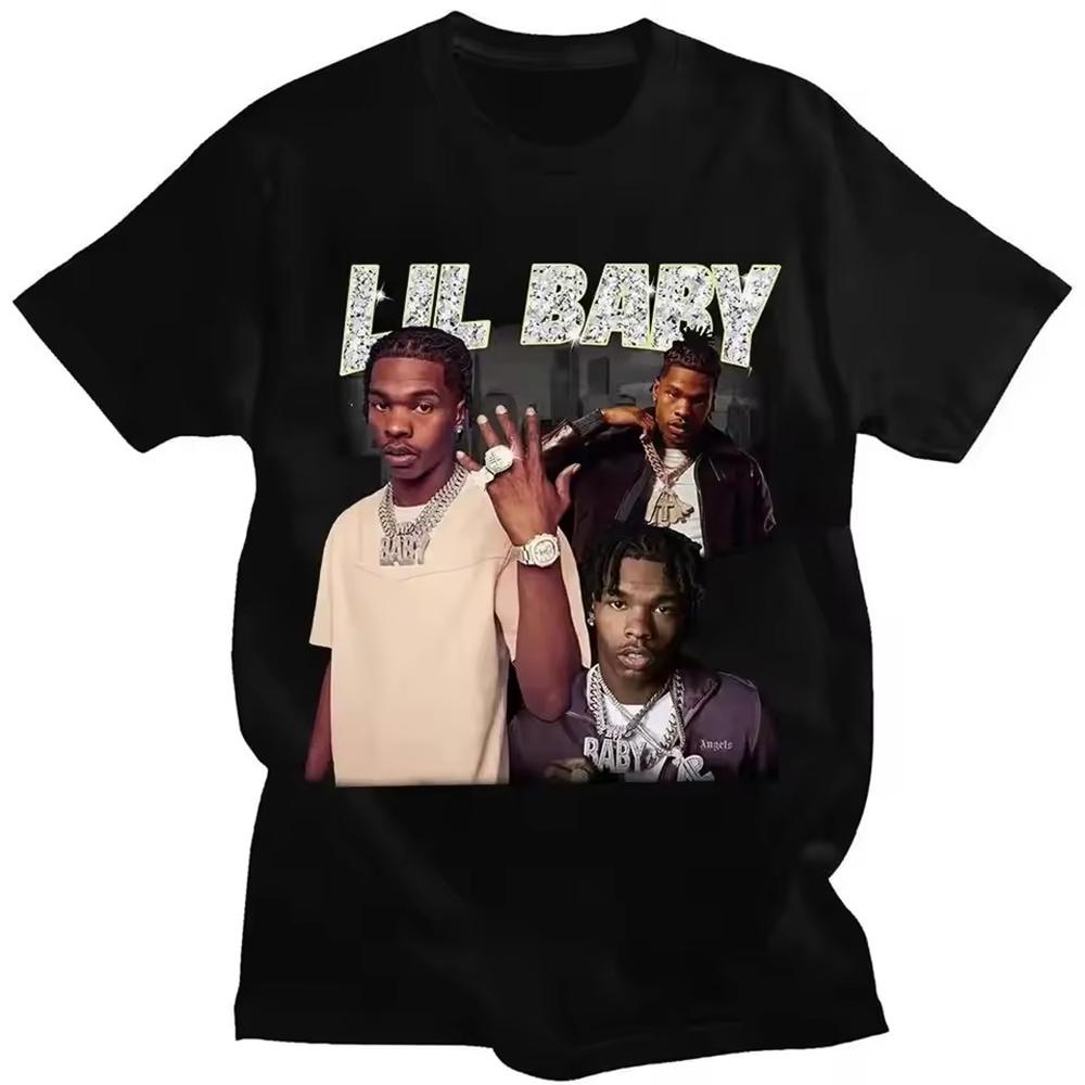

Hip Hop Rapper Lil Baby Graphic Print Men Clothing Tee Shirt Homme New short sleeve Round Neck Printing Pullover T-Shirt 5038... 5XL різнокольоровий