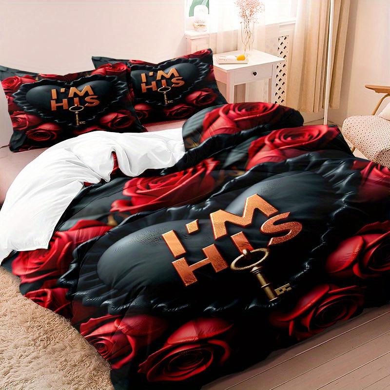 

3Pcs Minimalist Modern Duvet Cover Set 3D Open Love Key Flower Pattern, 1 * Duvet Cover + 2 * Pillowcases, No Insert Duvet Cover Set&EU Single(135x200cm)