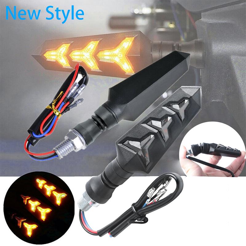 2023 2Pcs Motorcycle LED Turn Signal Lamp Sequential Yellow Shock Resistant Low Energy Consumption Flowing LED Indicator Lights