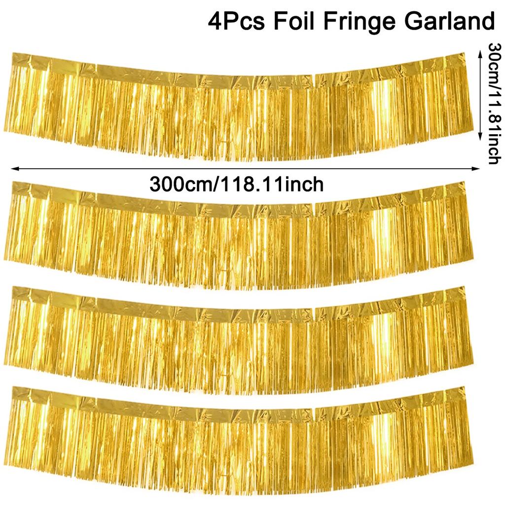 30x300CM Party Backdrop Foil Fringe Garland Metallic Tinsel Streamers Banner Hanging for Birthday Wedding Christmas Decorations