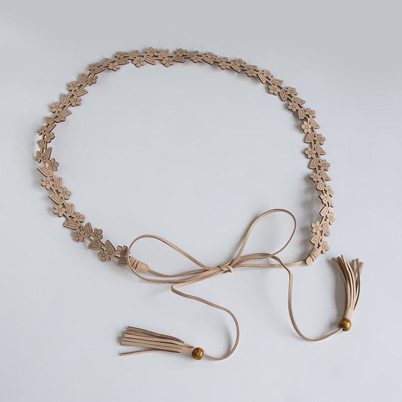 Bohemian Belt Hollow Flower Tassel Super Fiber Soft Vacation Natural Texture Women's Waist Rope