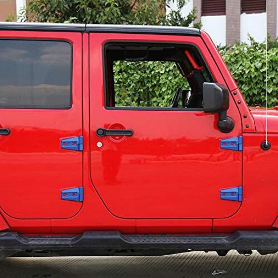 Blue Exterior Door Hinge Cover Trim Bezels Kit For Jeep Wrangler JK JKU 2007-17