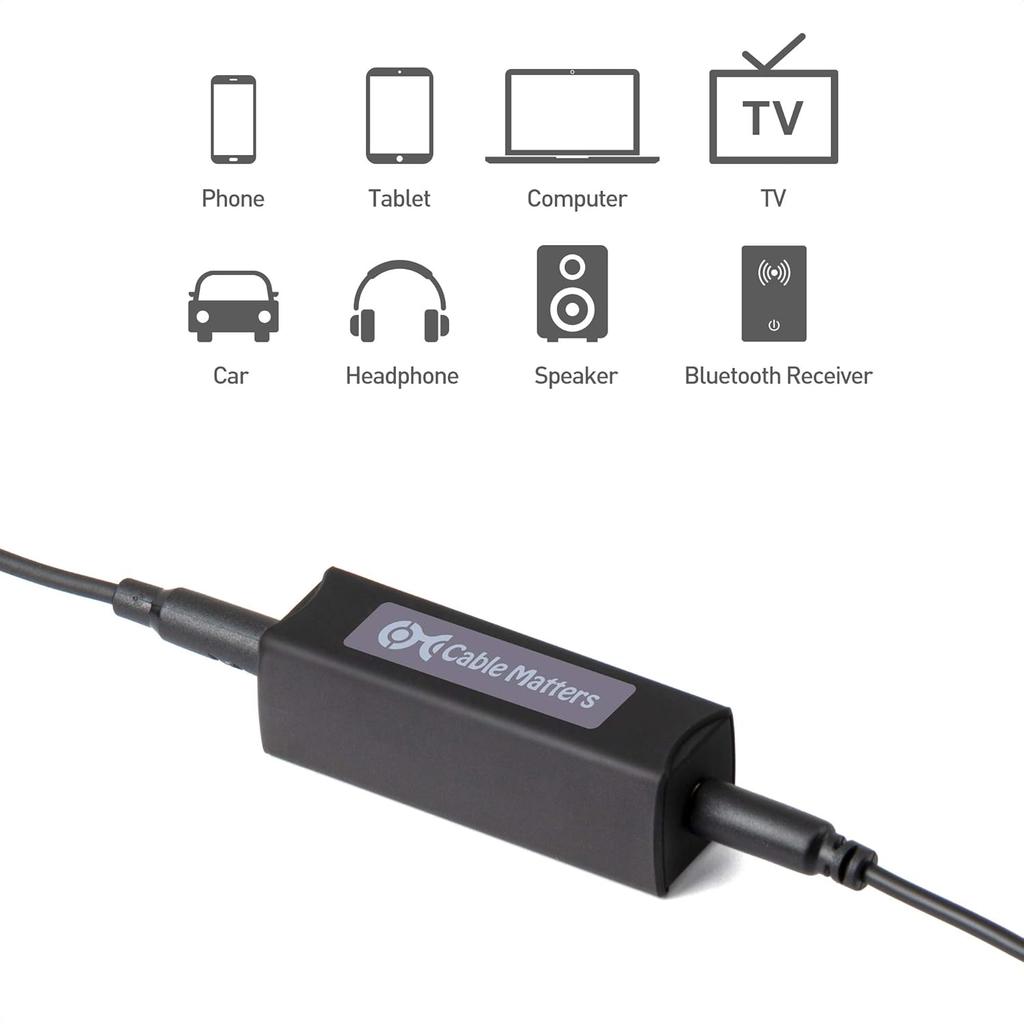 Cable Matters Ground Loop Isolator 3.5mm Noise Isolator Hum Eliminator for Car Audio and More