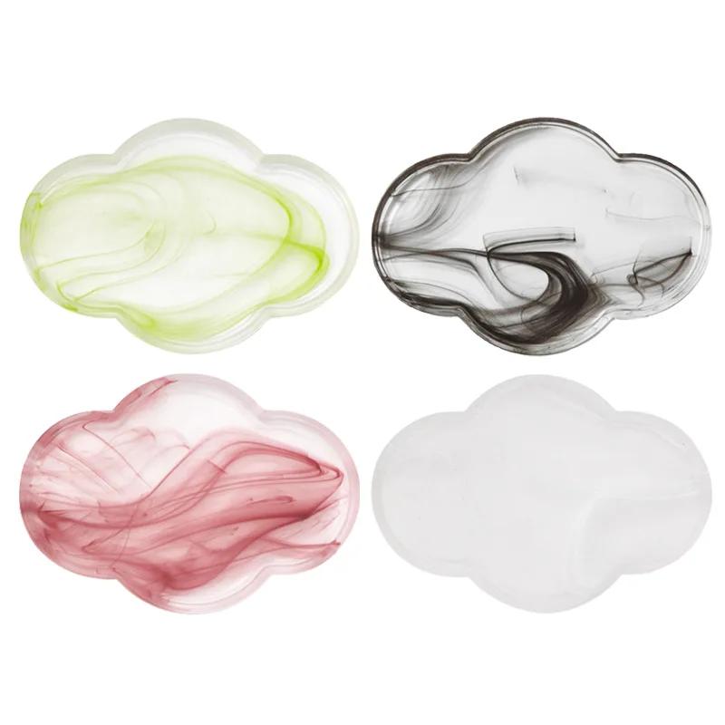 Light Luxury Home Cloud Mist Begonia Glass Tea Tray Creative Ink Glass Dry Foam Table Home Chinese Pot Bearing Small Saucer