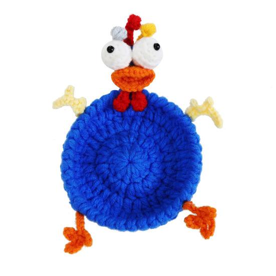 Crochet Animal Coaster, Fun Little Animal Coasters, Cute 3D DIY Handmade Funny Animal Cup Mats for Beginners Adults, Decorative Drink Mug Rug for Home синий