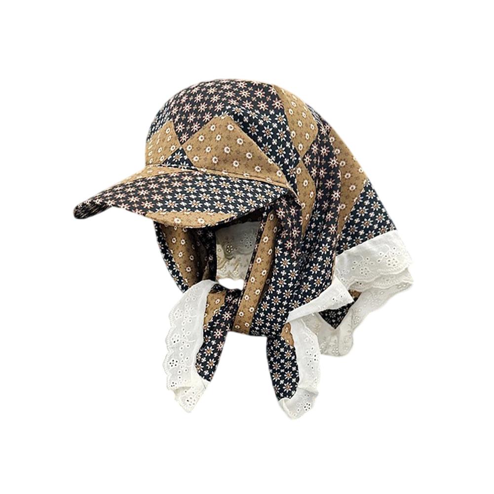 

Maillard Retro Brown Girl s Headband Scarf Sunscreen Hat European American Spicy Girl Style Personality Duck Tongue Scarf Hat