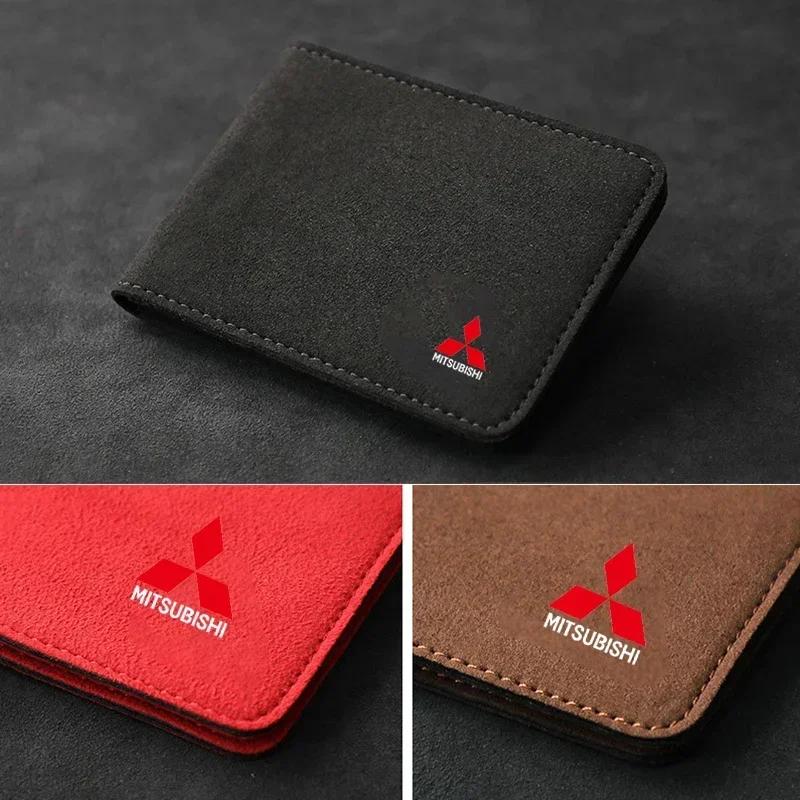 Suede Car Driving License Case Card Storage Bag Cover For Mitsubishi Ralliart ASX Galant Mirage L200 EVO Xpander Pajero