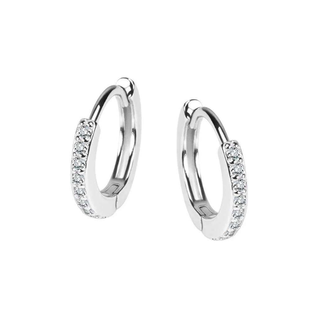 Rhodium-Plated Silver Hoop Earrings with Cubic Zirconia Kdk6369