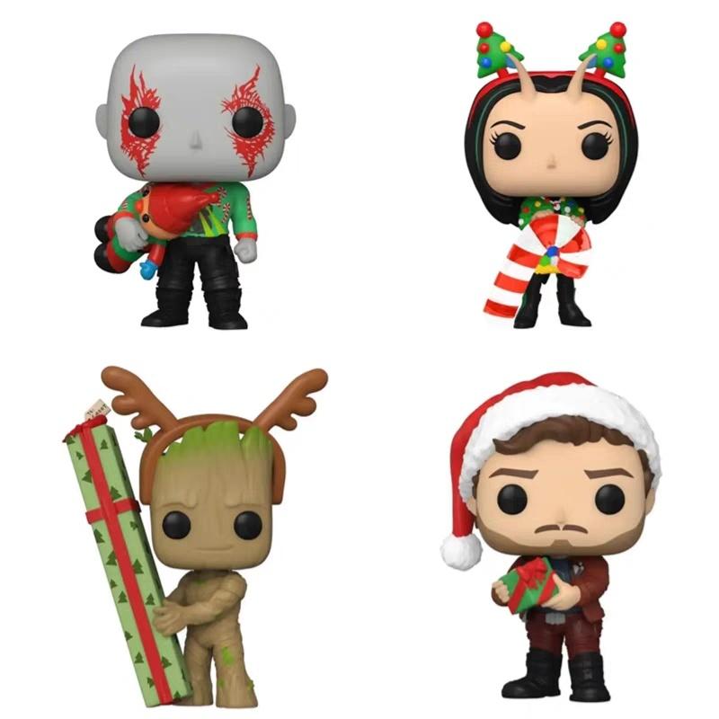 Marvel Guardians Of The Galaxy Christmas Edition Funko Pop Figures Star-lord Groot Drax Mantis 10cm Height