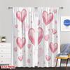2 Stück Rosa Aquarell Herz Vorhänge 2D Digitaldruck Lichtfilternde Vorhänge Romantische Valentinstag Heimdeko für SchlafzimmerWohnzimmer