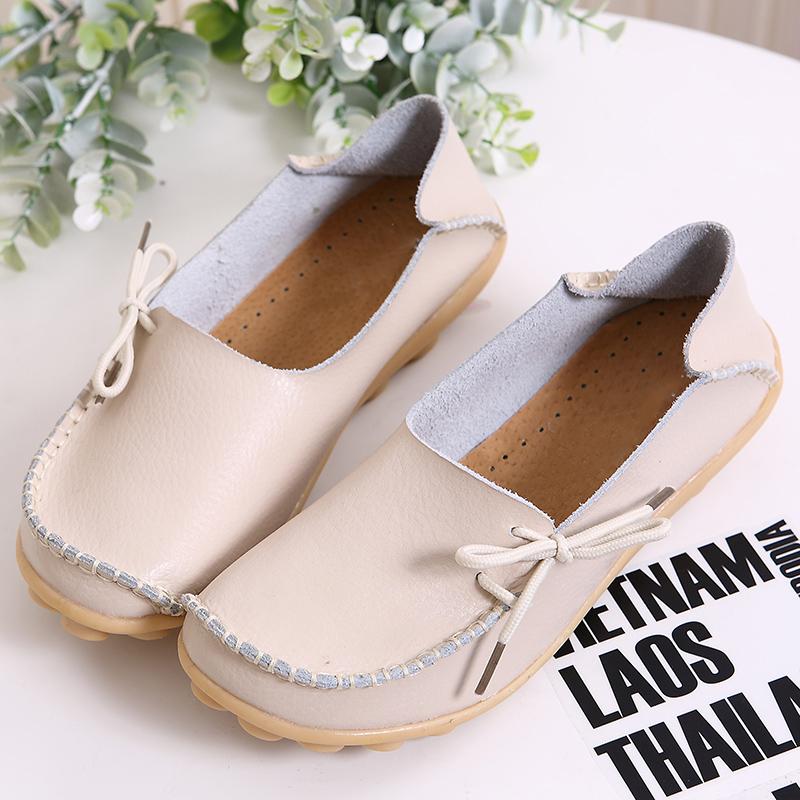 Женская обувь на платформе обувь для мам из натуральной кожи удобная нескользящая обувь для прогулок в стиле ретро на шнуровке большой размер 37 бежевый 1690₽