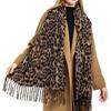 New fashion leopard print scarf women's winter versatile thickened imitation cashmere shawl dual-purpose scarf
