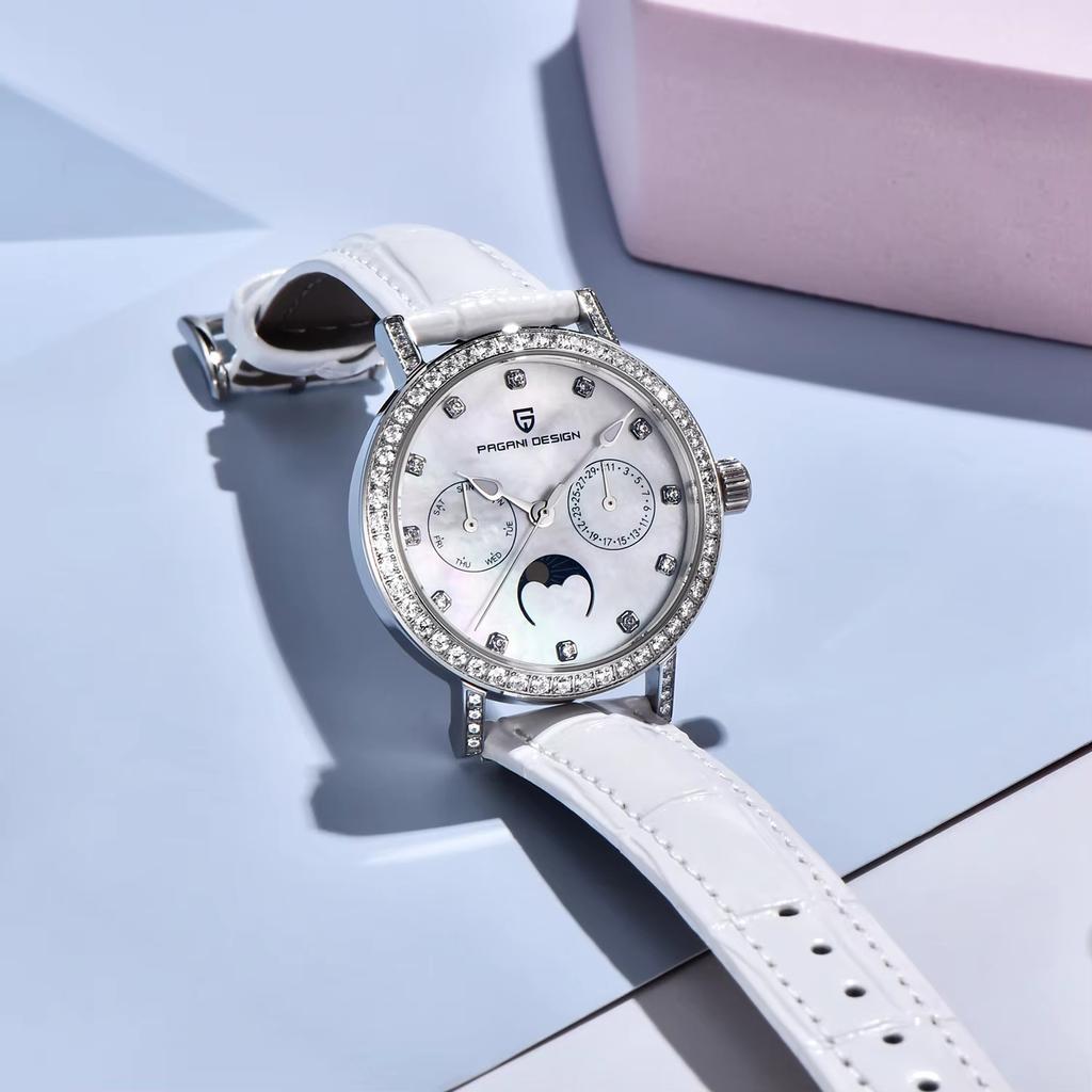 PAGANI DESIGN Women's Quartz Watches Japan Movt Sapphire Crystal Leather Strap Top Luxury Ladies Fashion Exquisite Clock Gift