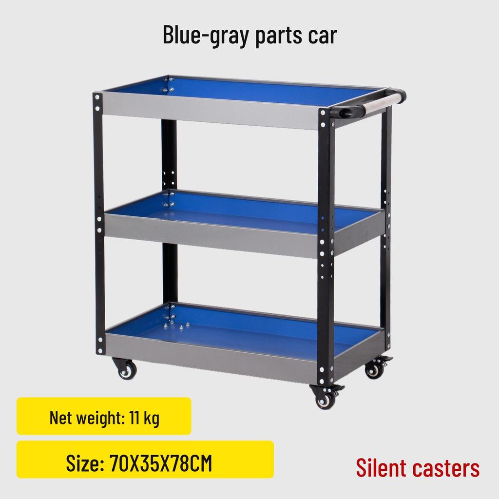 Three-Layer Movable Workshop Trolley for Auto Repair Tools and Parts Storage