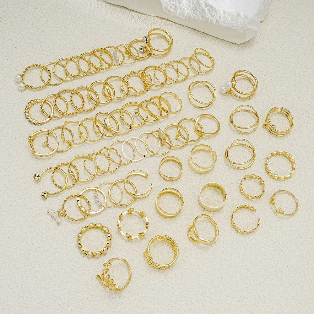 68ks/set Drip Butterfly Heart Ring Set Zirkonové zlaté prsteny pro ženy Šperky Příslušenství