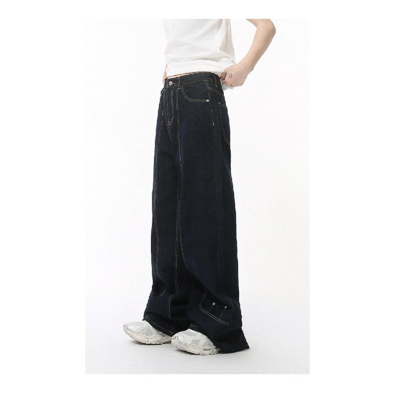 2026 New Model Personalized Design Wide-Leg Straight Jeans Men's Casual Trousers