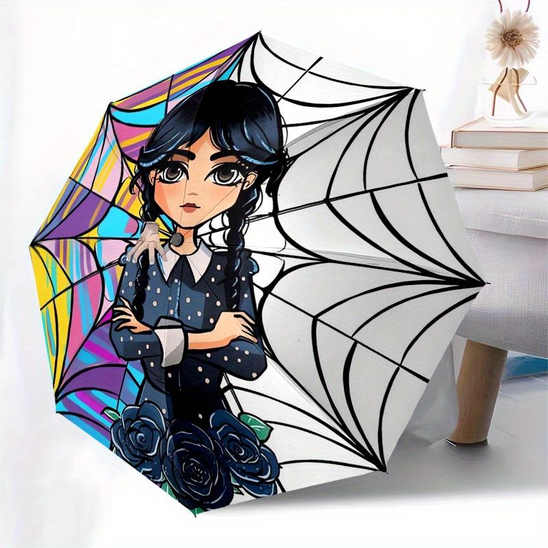 1pc Spider Web Wednesday Themed High-quality Umbrella,Automatic Opening and Closing Umbrella,Multi-functional Umbrella G0811029