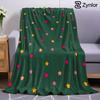 Dark Green Star Cartoon Anime Print Flannel Blanket Soft Warm Throw for Kids Bedroom Sofa Bed Christmas Office Car