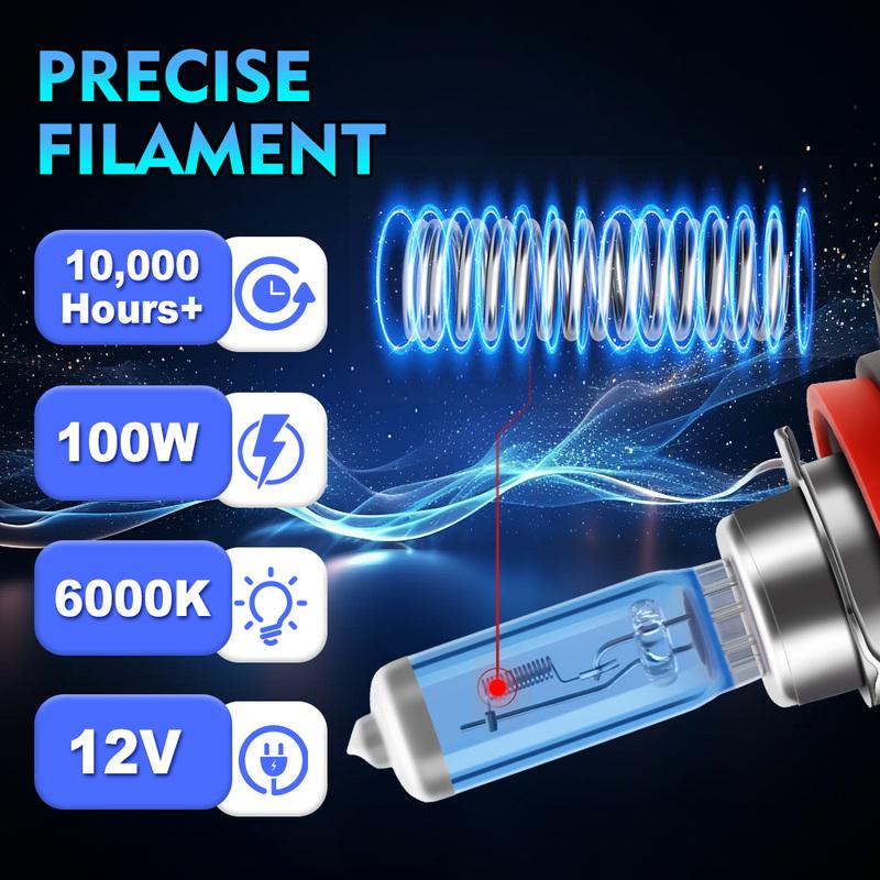 Super Bright Halogen Bulbs H1 H4 H7 H11 H9 9005 HB3 9006 HB4 9008 9012 100W 6000K Headlight 12V Fog Lights 880 5202 Driving Lamp