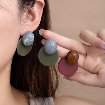Light Luxury Round Fashion Earrings, Simple And Elegant Temperament, Advanced Sense, Geometric Contrast Color, Personalized Earrings