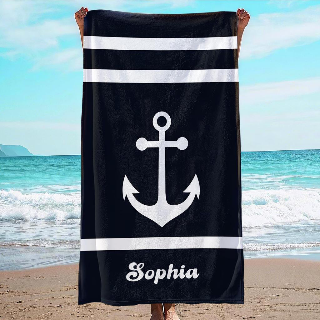 Asciugamano da Spiaggia Personalizzato Nome/Logo Personalizzato Asciugamano in Microfibra Sottile Asciugatura Rapida Assorbente per Spiaggia Nuoto Yoga Bagno Sport
